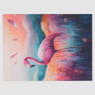 Abstrakte Flamingo-Ölmalerei Dekoupage Seidenpapier