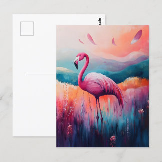 Abstrakte Flamingo-Ölmalerei Postkarte