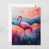 Abstrakte Flamingo-Ölmalerei Postkarte (Vorne/Hinten)
