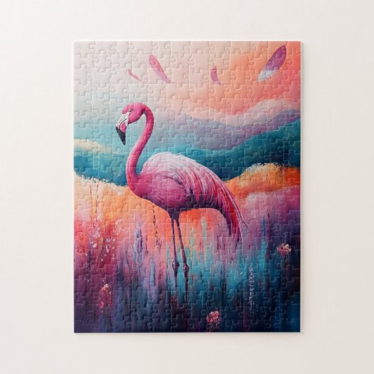 Abstrakte Flamingo-Ölmalerei Puzzle (Vertikal)