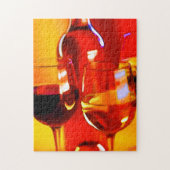 Abstrakte Flasche Wein u. Gläser Puzzle (Vertikal)