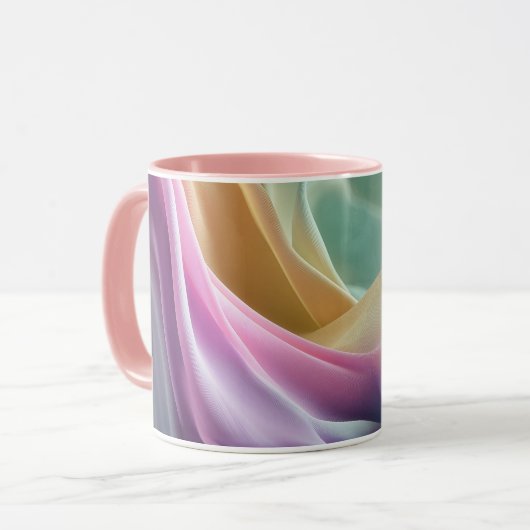 Abstrakte fließende Pastell-Stofftextur Tasse (Vorderseite Links)
