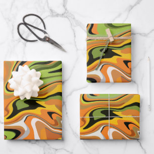 Abstrakte fließende Wellen der Herbstfarben Geschenkpapier Set