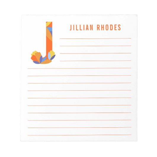 Abstrakte Flora Alphabet Linde Notizblock (Vorderseite)