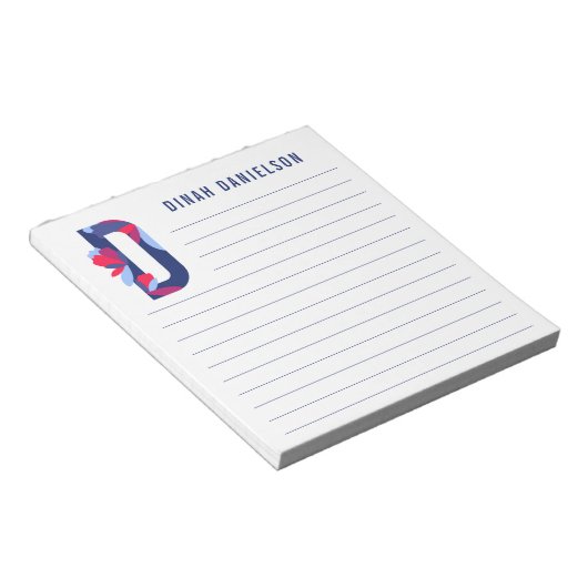 Abstrakte Flora Alphabet Linde Notizblock (angewinkelt)