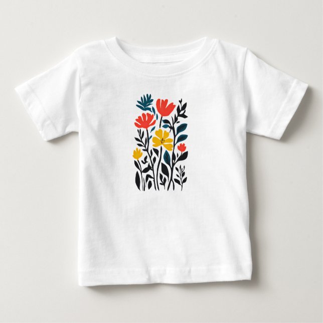 Abstrakte Flora, moderne Blumenkunst Baby T-shirt (Vorderseite)