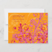Abstrakte Flora-Reaktionskarte in Rosa und Orange RSVP Karte (Rückseite)