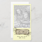 Abstrakte floral Just Married Foto Card Ankündigung (Vorne/Hinten)