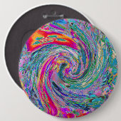 Abstrakte floral Psychedelische Regenbogenwellen Button (Vorne & Hinten)
