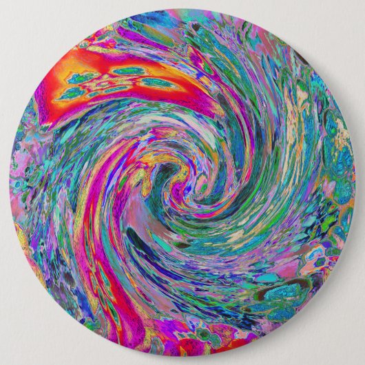 Abstrakte floral Psychedelische Regenbogenwellen Button (Vorderseite)
