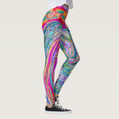 Abstrakte floral Psychedelische Regenbogenwellen Leggings (Rechts)