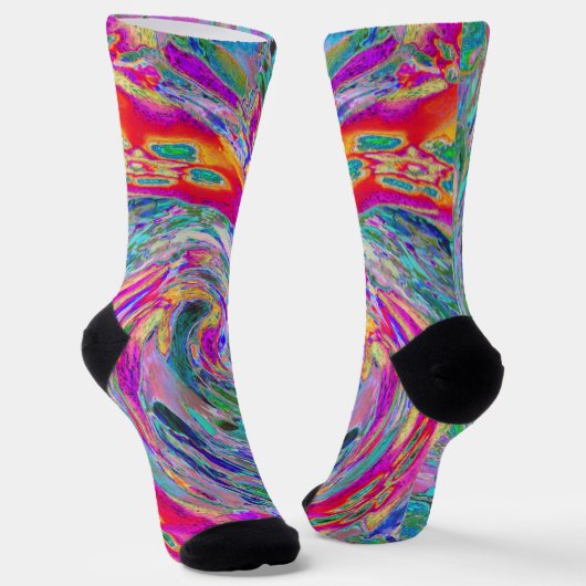Abstrakte floral Psychedelische Regenbogenwellen Socken (Gewinkelt)