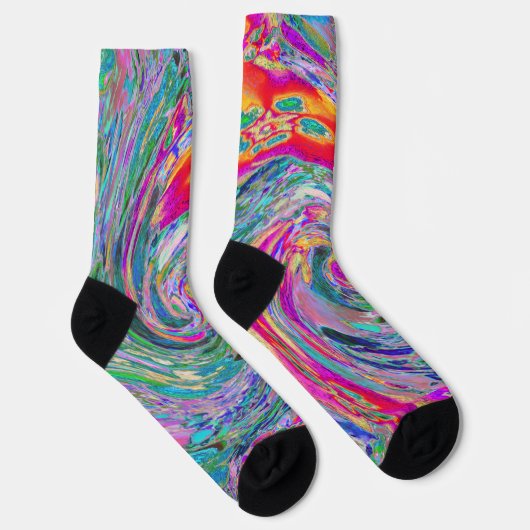 Abstrakte floral Psychedelische Regenbogenwellen Socken (Rechts)