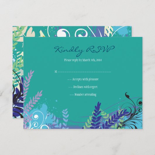 ABSTRAKTE FLORAL STAR Bat Mitzvah Reply RSVP Karte (Vorne/Hinten)