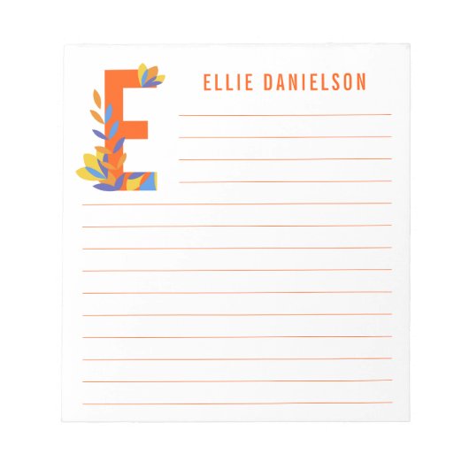 Abstrakte florale Alphabet Linde Notizblock (Vorderseite)