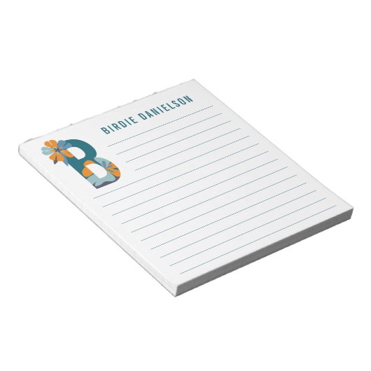 Abstrakte florale Alphabet Linde Notizblock (angewinkelt)