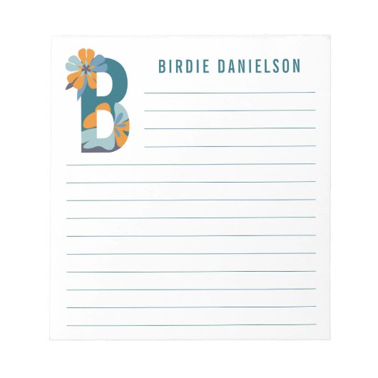 Abstrakte florale Alphabet Linde Notizblock (Vorderseite)