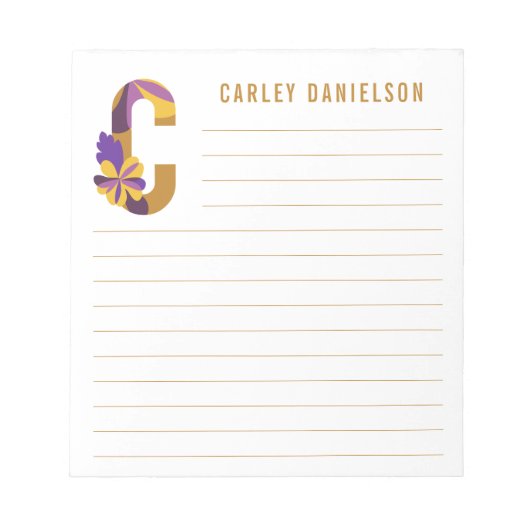 Abstrakte florale Alphabet Linde Notizblock (Vorderseite)