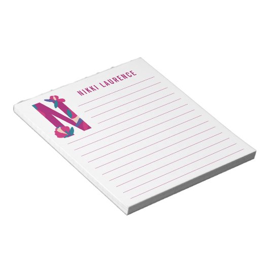 Abstrakte florale Alphabet Linde Notizblock (angewinkelt)