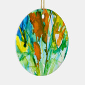 Abstrakte florale Aquarellkunst Keramik Ornament (Rechts)