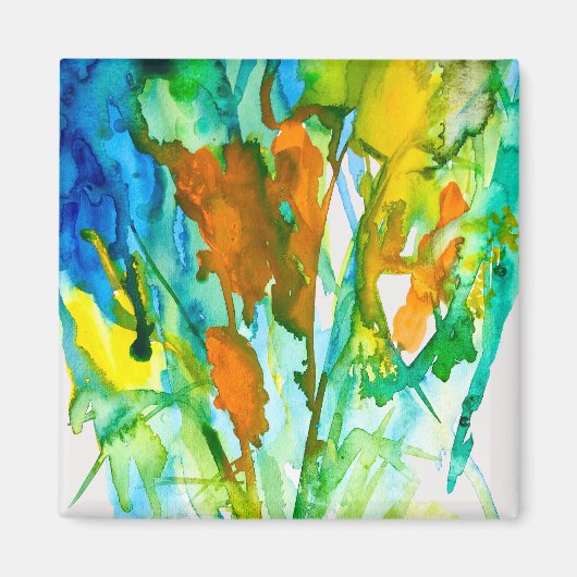 Abstrakte florale Aquarellkunst Magnet (Vorne)