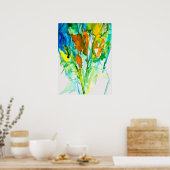 Abstrakte florale Aquarellkunst Poster (Küche)