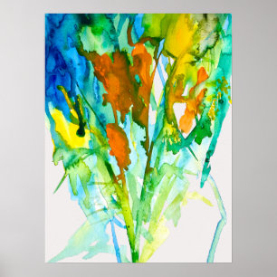 Abstrakte florale Aquarellkunst Poster