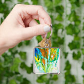 Abstrakte florale Aquarellkunst Schlüsselanhänger (Hand)