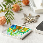 Abstrakte florale Aquarellkunst Schlüsselanhänger (Seite)