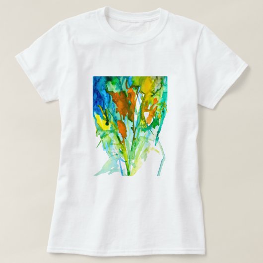 Abstrakte florale Aquarellkunst T-Shirt (Design vorne)