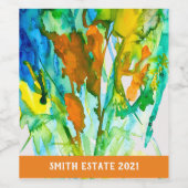 Abstrakte florale Aquarellkunst Weinetikett (Einzelnes Label)