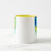 Abstrakte florale Aquarellkunst Zweifarbige Tasse (Mittel)