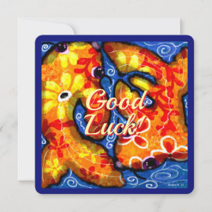 Abstrakte florale Koi Fish Viel Glück Grußkarte Feiertagskarte