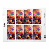 Abstrakte florale Kunst Orange Red Blue Blumen (Vorne)