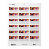 Abstrakte florale Kunst Orange Red Blue Blumen Adressaufkleber (Vorne)