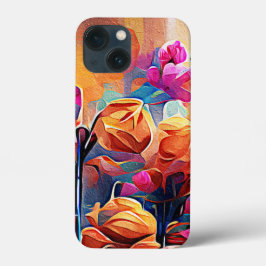 Abstrakte florale Kunst Orange Red Blue Blumen Case-Mate iPhone Hülle