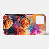 Abstrakte florale Kunst Orange Red Blue Blumen Case-Mate iPhone Hülle (Rückseite (Horizontal))