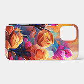 Abstrakte florale Kunst Orange Red Blue Blumen Case-Mate iPhone Hülle (Rückseite (Horizontal))