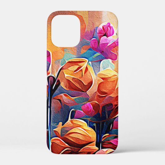 Abstrakte florale Kunst Orange Red Blue Blumen Case-Mate iPhone Hülle (Rückseite)