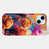 Abstrakte florale Kunst Orange Red Blue Blumen Case-Mate iPhone Hülle (Rückseite (Horizontal))