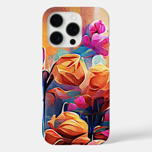 Abstrakte florale Kunst Orange Red Blue Blumen Case-Mate iPhone Hülle (Rückseite)