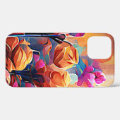 Abstrakte florale Kunst Orange Red Blue Blumen Case-Mate iPhone Hülle (Rückseite (Horizontal))