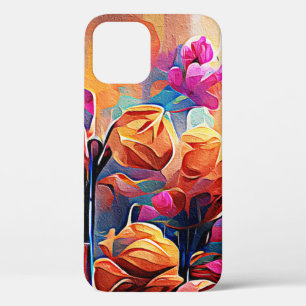 Abstrakte florale Kunst Orange Red Blue Blumen Case-Mate iPhone Hülle