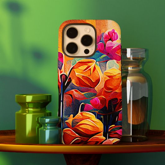 Abstrakte florale Kunst Orange Red Blue Blumen Case-Mate iPhone Hülle