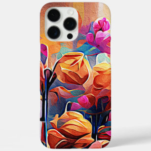 Abstrakte florale Kunst Orange Red Blue Blumen iPhone 16 Pro Max Hülle
