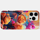 Abstrakte florale Kunst Orange Red Blue Blumen Case-Mate iPhone Hülle (Rückseite (Horizontal))