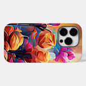 Abstrakte florale Kunst Orange Red Blue Blumen Case-Mate iPhone Hülle (Rückseite (Horizontal))