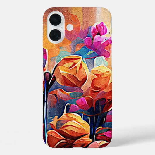 Abstrakte florale Kunst Orange Red Blue Blumen Case-Mate iPhone Hülle (Rückseite)