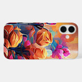 Abstrakte florale Kunst Orange Red Blue Blumen Case-Mate iPhone Hülle (Rückseite (Horizontal))