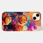 Abstrakte florale Kunst Orange Red Blue Blumen Case-Mate iPhone Hülle (Rückseite (Horizontal))